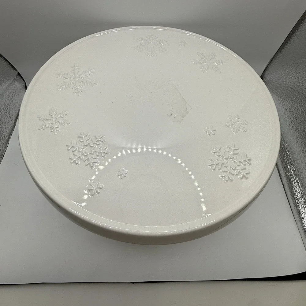 Christmas Hallmark Cake and Cupcake Plate Stand Snowflake‎ Ivory 9.5